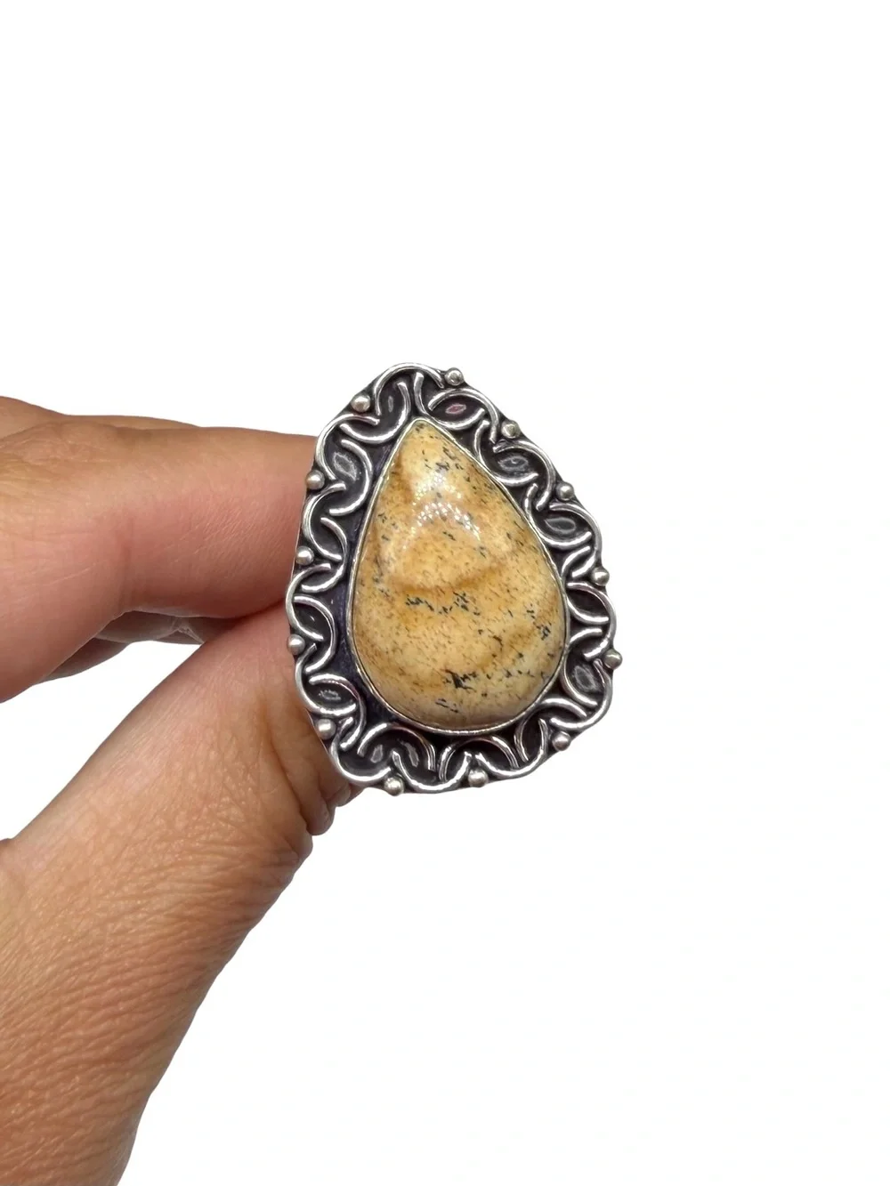 Picture Jasper Ring Size 7 925 Sterling Silver Overlay
